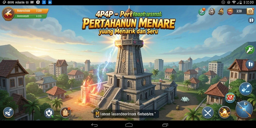 Tangkapan layar gameplay Tower Defense di 4P4P yang mendebarkan.