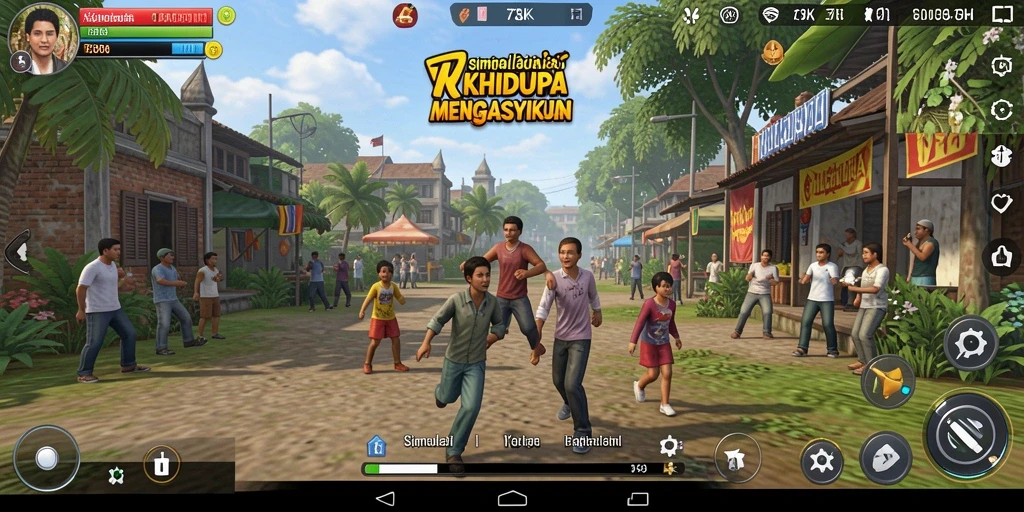 Tampilan gameplay <strong>73K</strong> dengan berbagai pilihan bangunan dan tata letak kota.