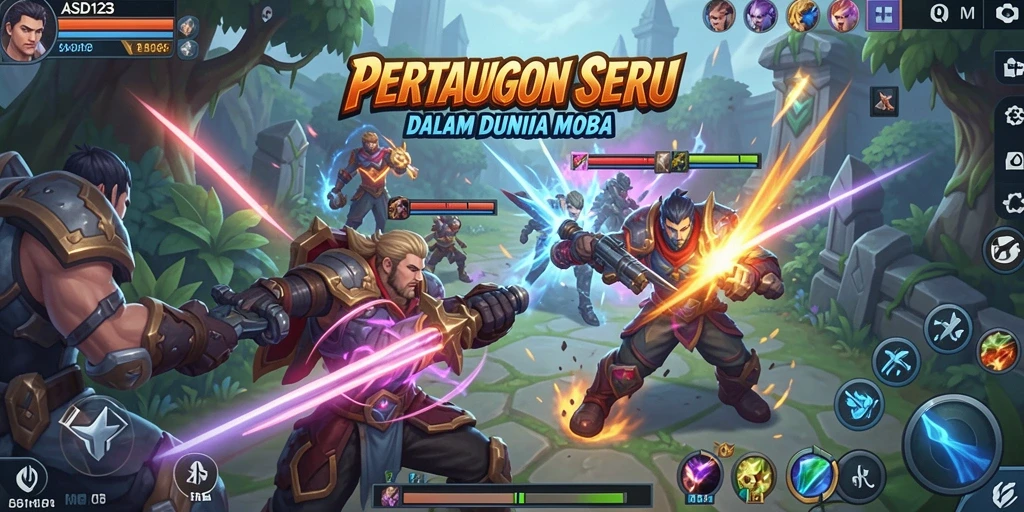 Screenshot menunjukkan aksi seru dalam gameplay MOBA ASD123.