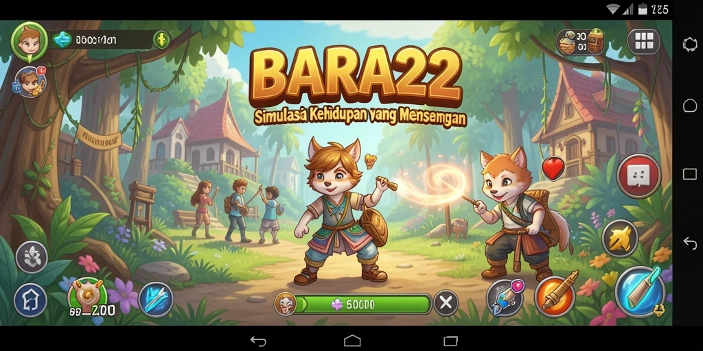 Screenshot gameplay BARA22 yang menunjukkan aktivitas dan interaksi karakter.