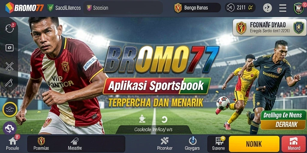 Screenshot utama BROMO77 menampilkan pengguna yang menikmati taruhan olahraga.