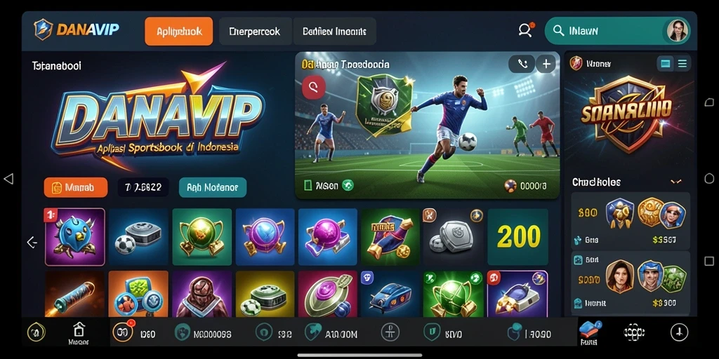 Screenshot utama DANAVIP menampilkan antarmuka taruhan yang menarik.