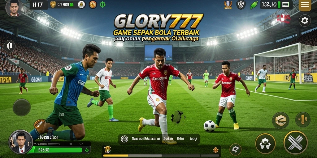 Tampilan gameplay seru dan mendebarkan di lapangan sepak bola GLORY777.