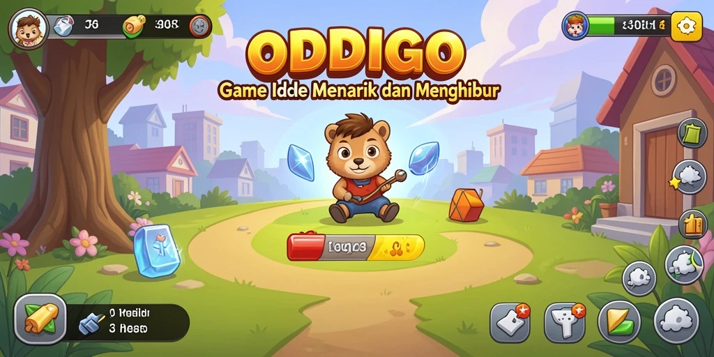 Screenshot ODDIGO menampilkan karakter dan suasana gameplay Idle yang seru.