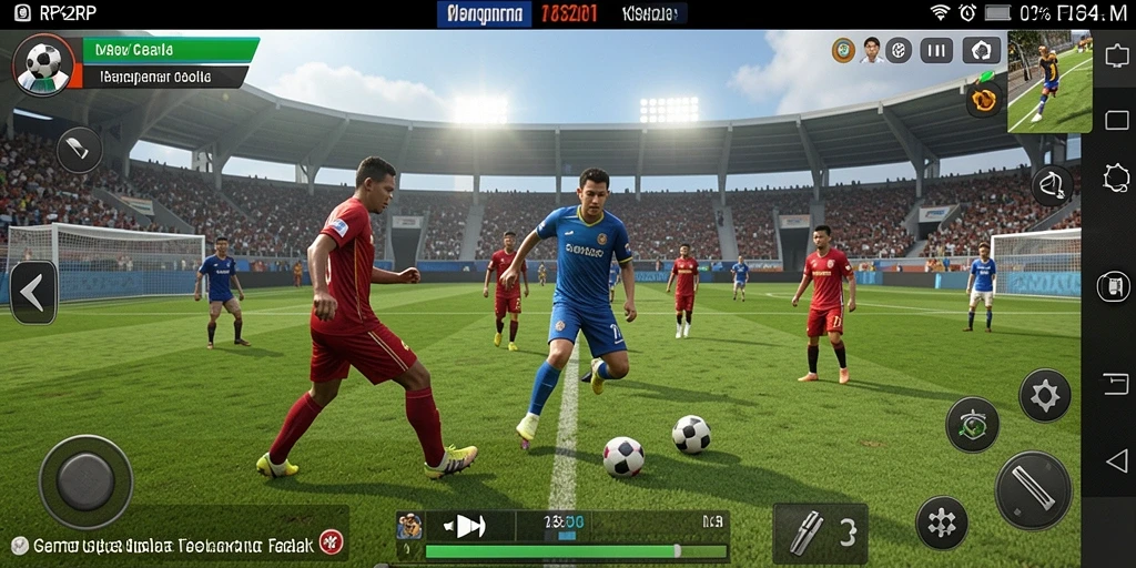 Screenshot RP62RP menampilkan aksi seru di lapangan sepak bola.