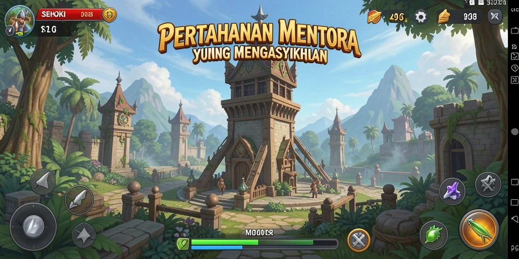 Screenshot menunjukkan aksi seru dalam game Tower Defense SEHOKI.