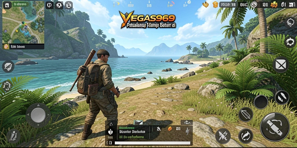 Tangkapan layar gameplay VEGAS969 dengan pemandangan menakjubkan di dunia terbuka.