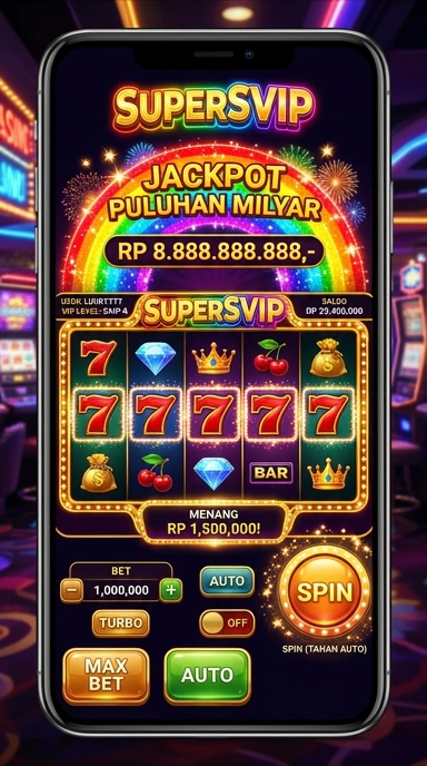 Tampilan awal aplikasi supersvip di perangkat Android.